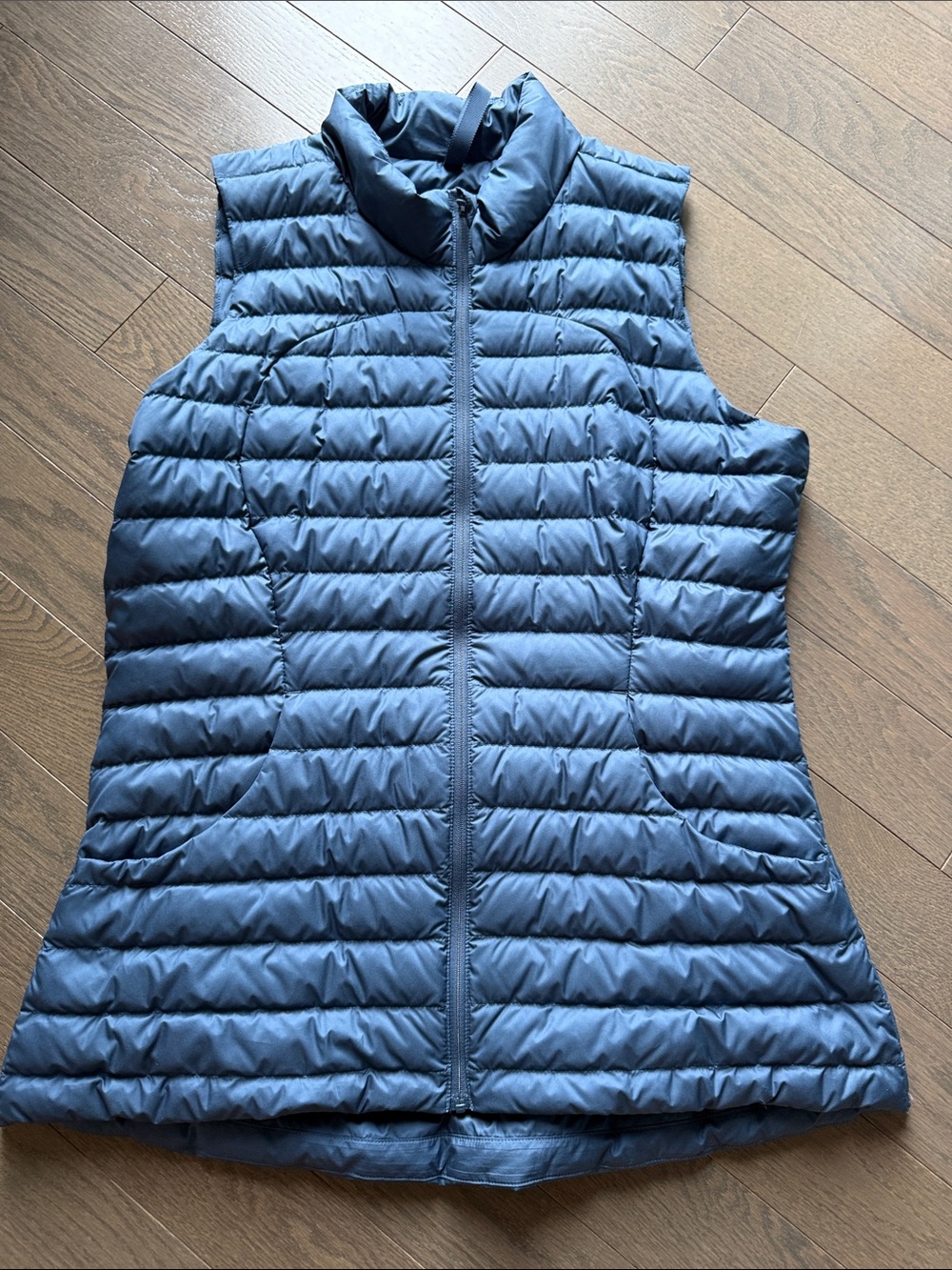 Quilted Blue Sleeveless Puffer Vest